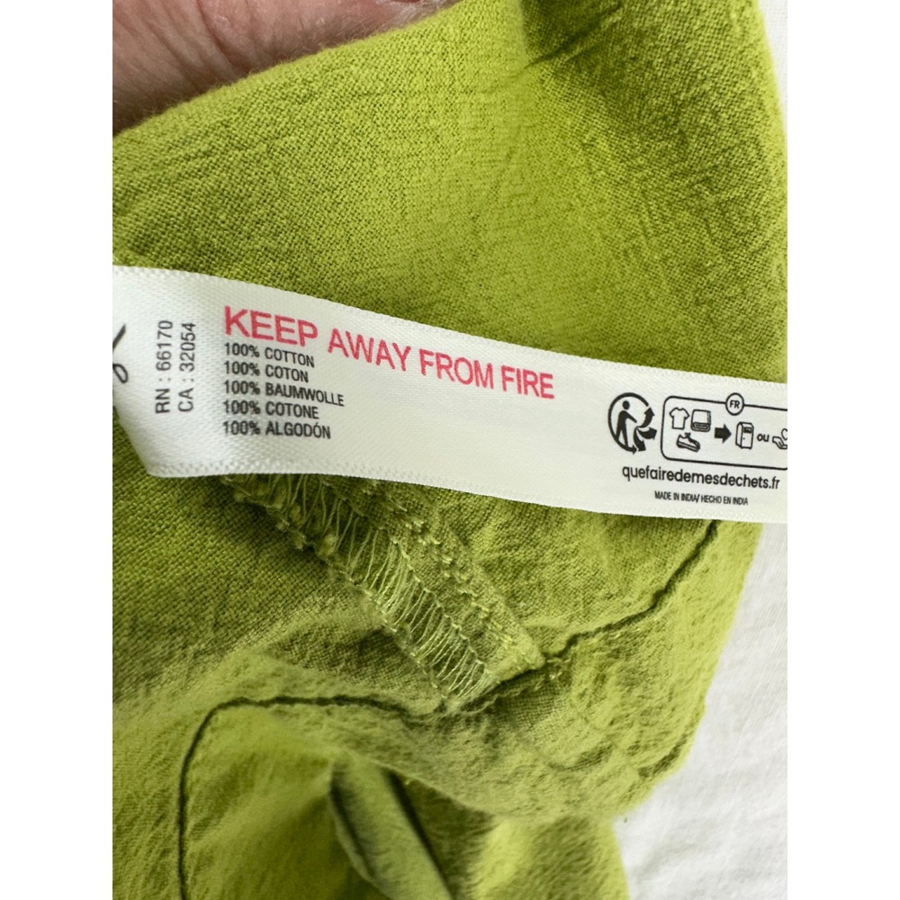 Free People Lime Green Ruffle Neck Tie Back Cotton Midi Dress Womens Medium - Picture 8 of 8